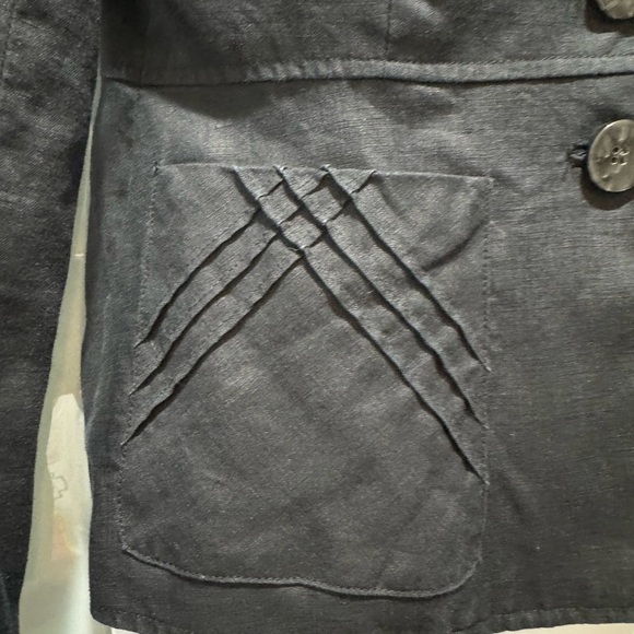 Black 100% Linen Blazer Size 10 Button Front Tailored Career Jacket - Picture 5 of 13